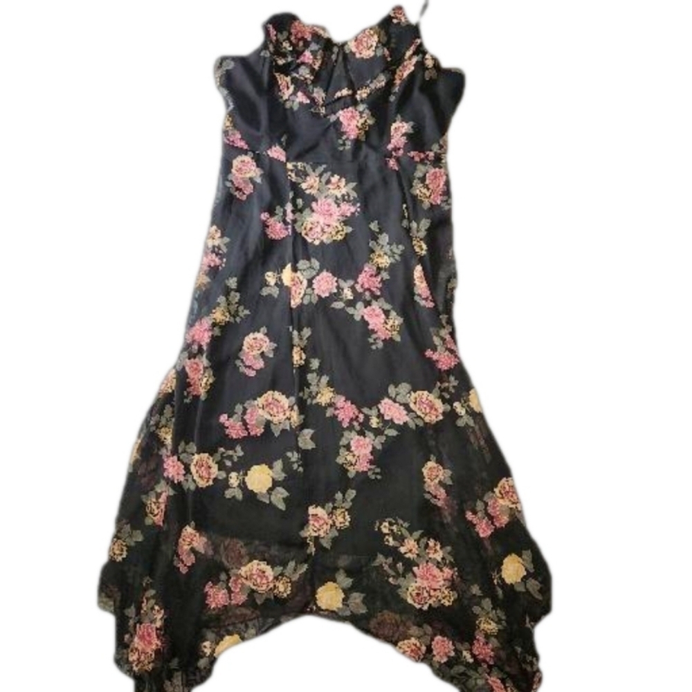 Almost Famous Womens Sundress Large Floral Sweetheart Neckline Adjustable Strap